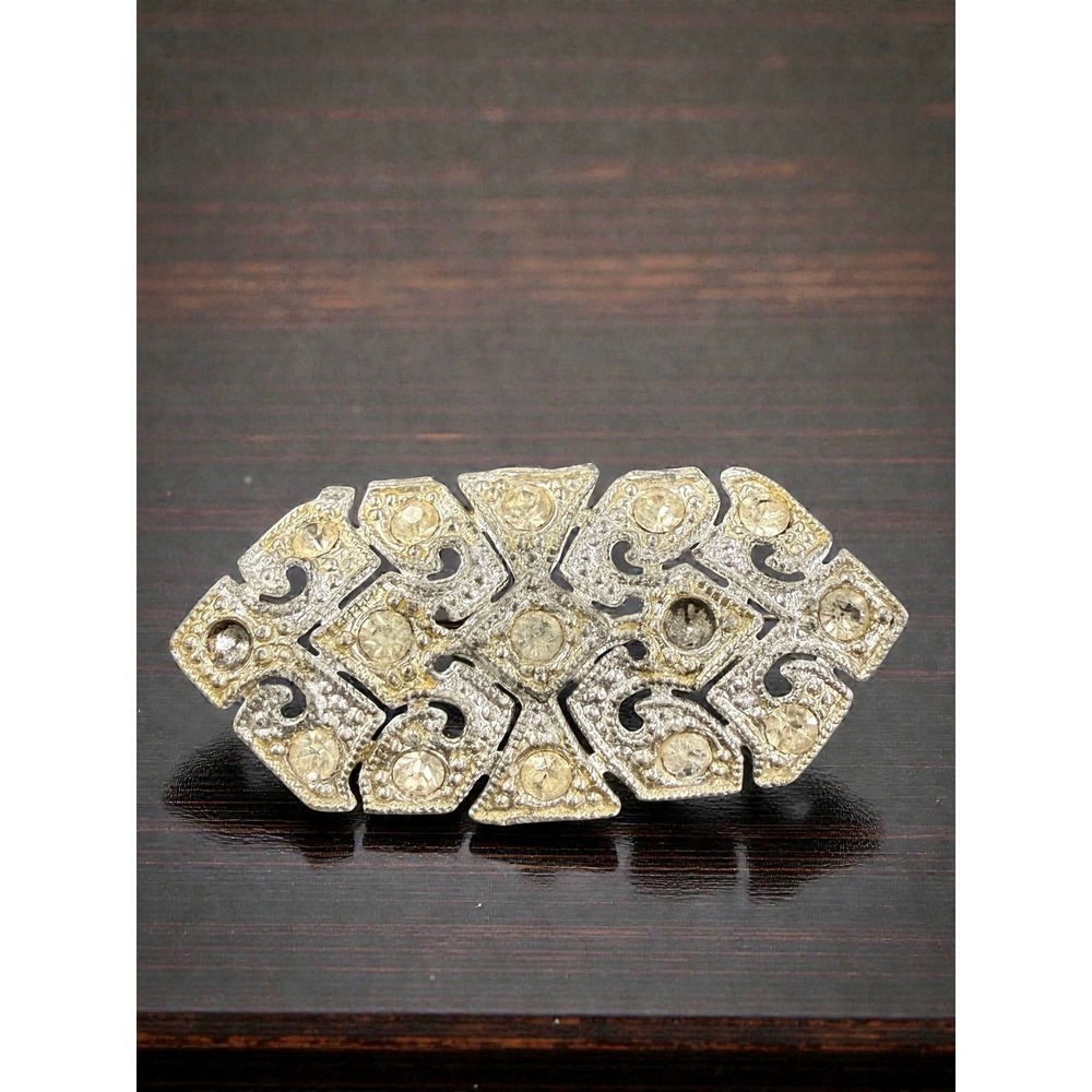 Antique Art Deco Rhinestone Brooch Silver Tone Rhinestone Brooch Pin